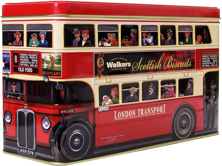 Walkers London Bus Tin w/ Assorted Cookies - 450g/15.9 oz